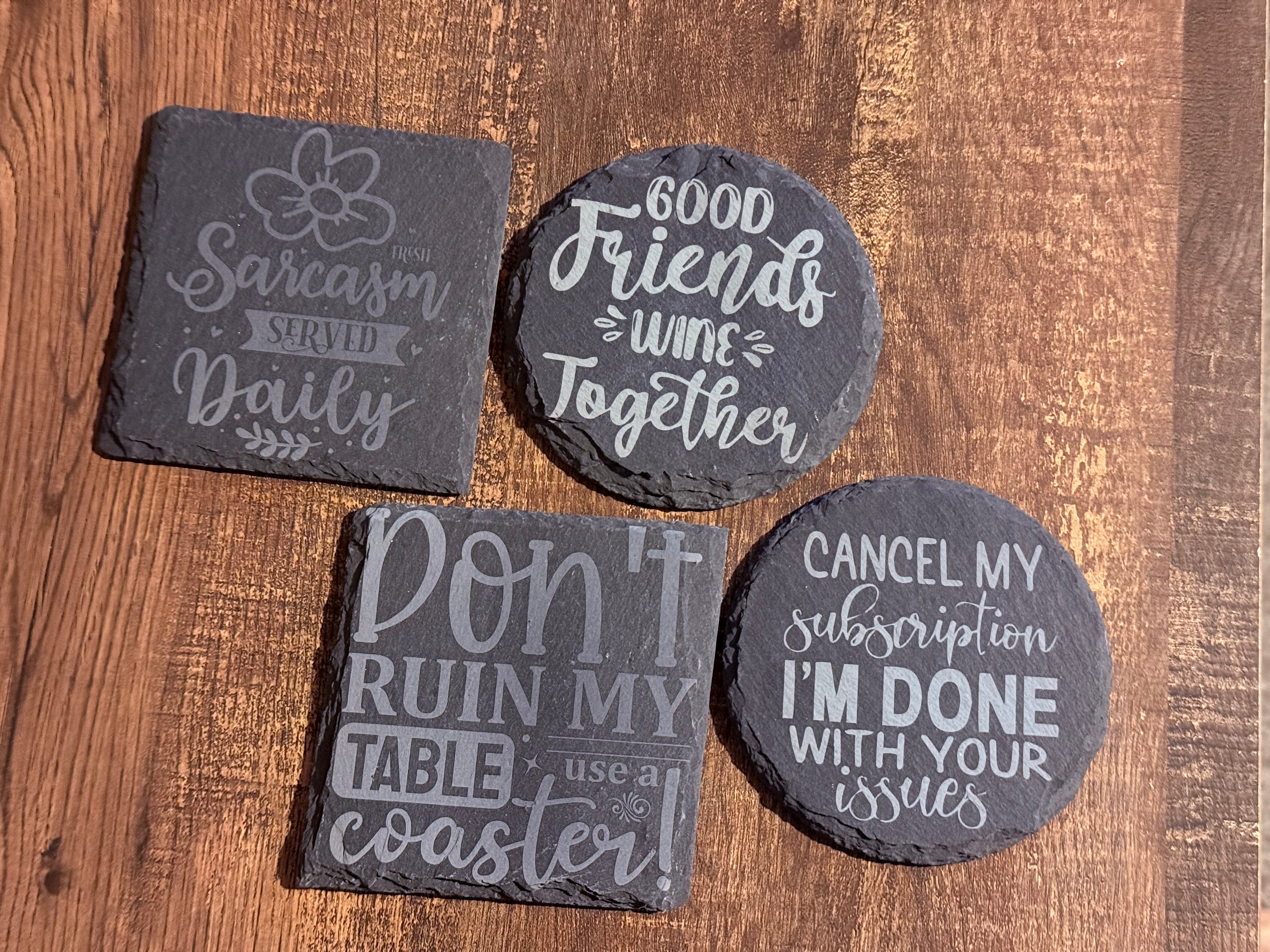4 Pack Slate Coaster Pack - Random