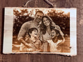 Custom Laser-Engraved Portrait on Live Edge Wood Plank (6x8) - Natural