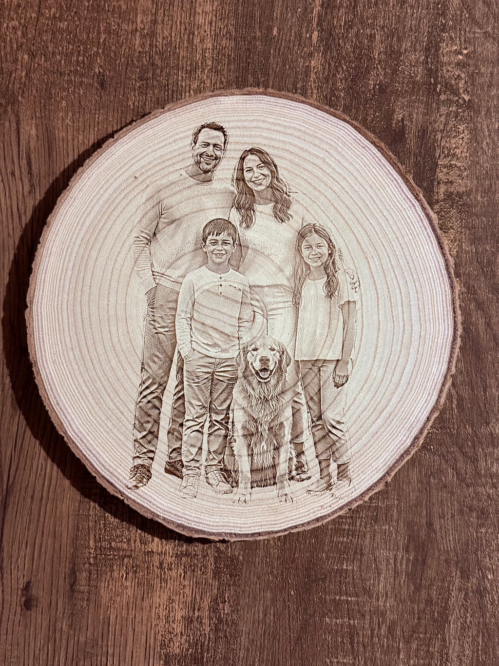 Custom Laser Engraved Wood Portrait — Approx. 9–11 Inches