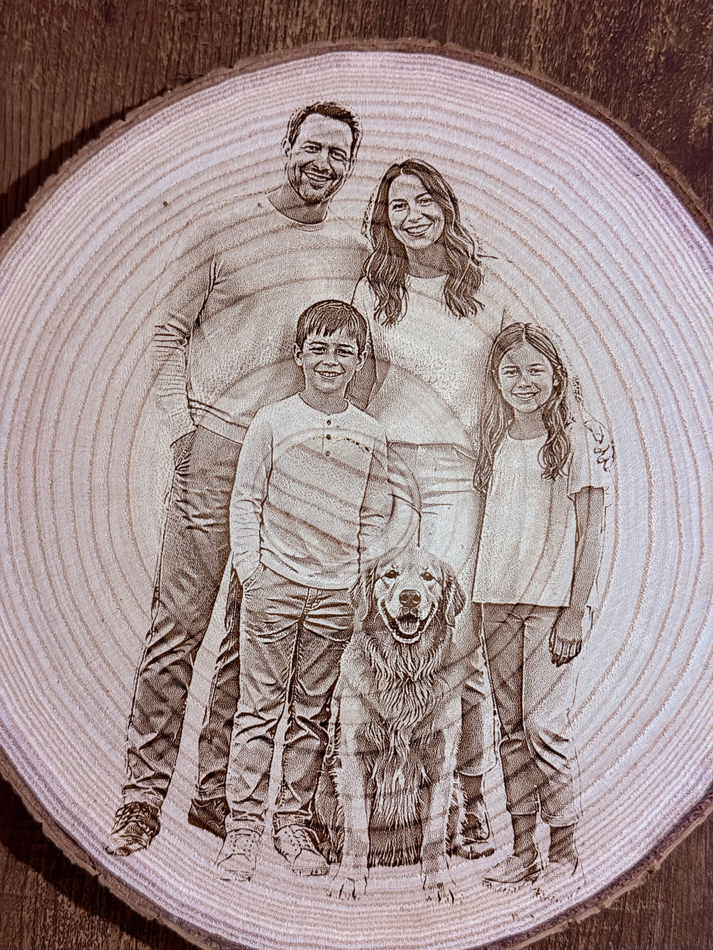 Custom Laser Engraved Wood Portrait — Approx. 9–11 Inches