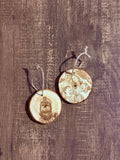 Personalized Double-Sided Photo Engraved Wood Ornament – Real Live Edge Wood, Custom Christmas Keepsake