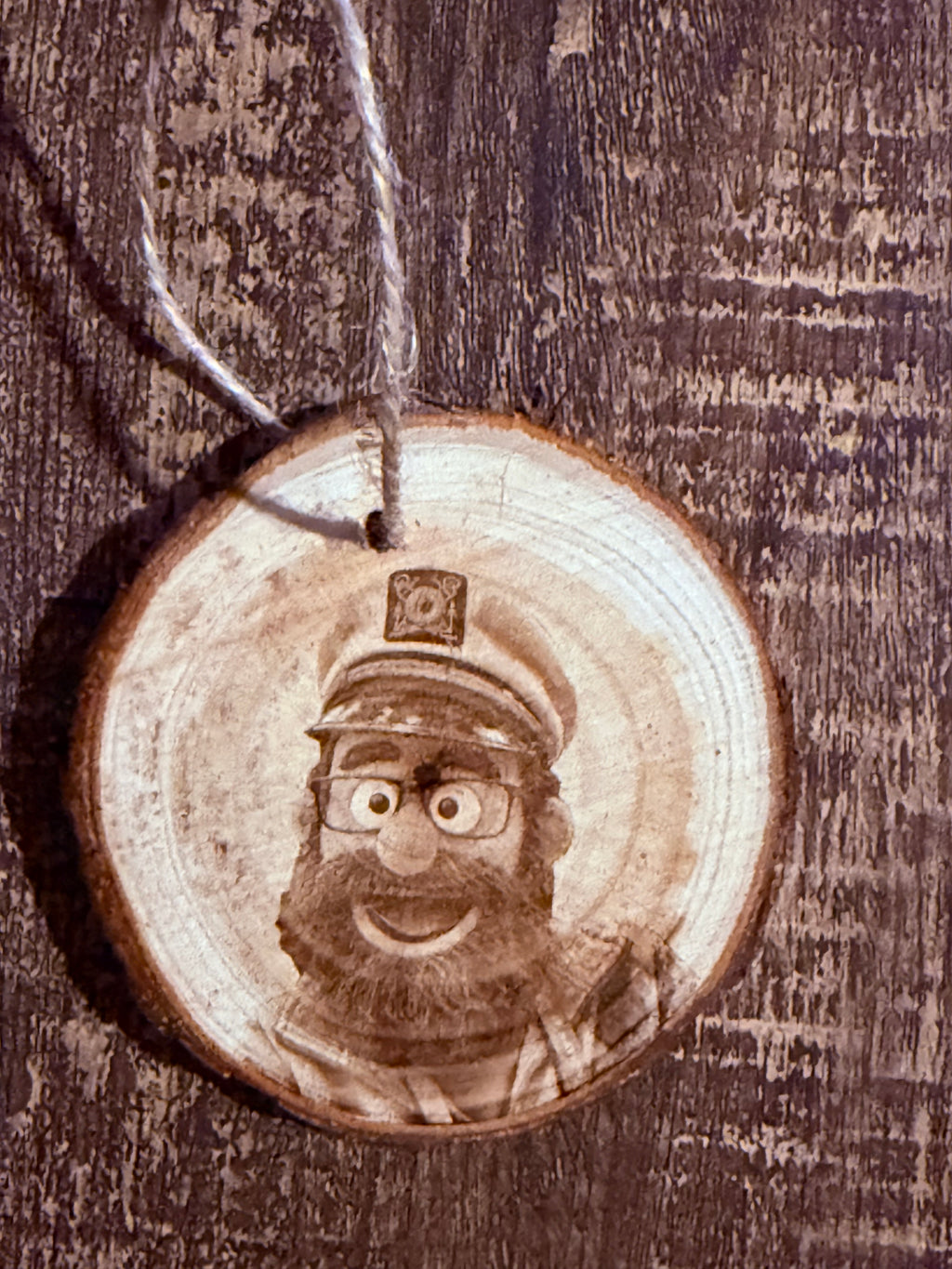 Personalized Double-Sided Photo Engraved Wood Ornament – Real Live Edge Wood, Custom Christmas Keepsake
